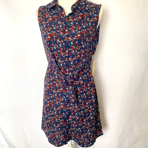 BeBop Navy Blue Floral Daytime Casual Mini Dress - Picture 1 of 16